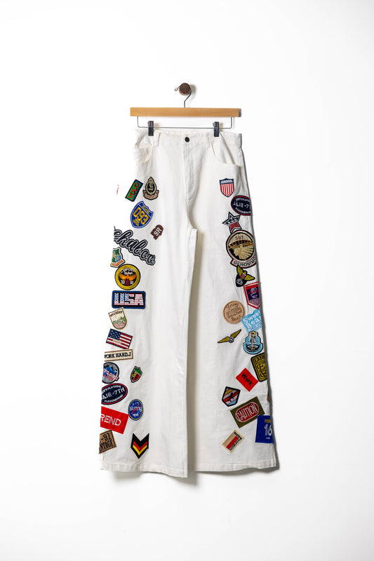 Vintage Patchwork Wide-Leg Denim Jeans
