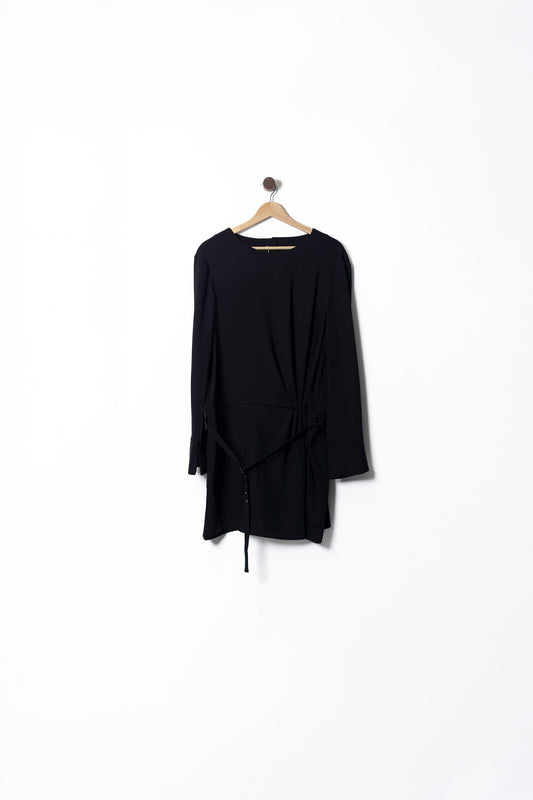 Minimal Tie-Waist Tunic Dress