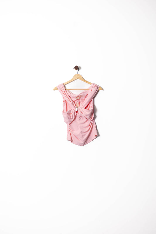 Ruched Bow Accent Draped Top