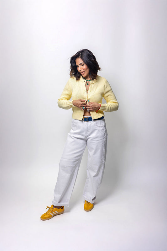 Barrel Baggy White Jeans