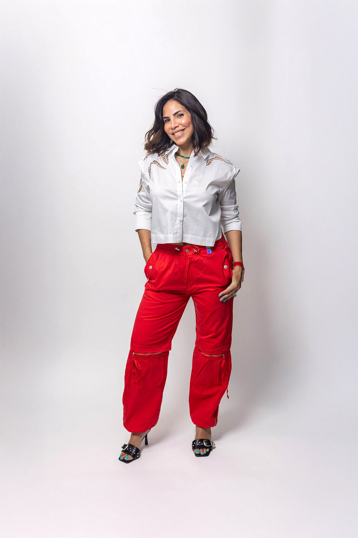 Elastic Baggy Cargo Pants with zippers