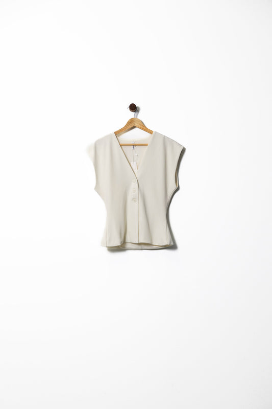 Sculpted V-Neck Button Top