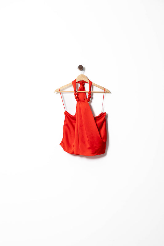 Satin Halter Bead Top