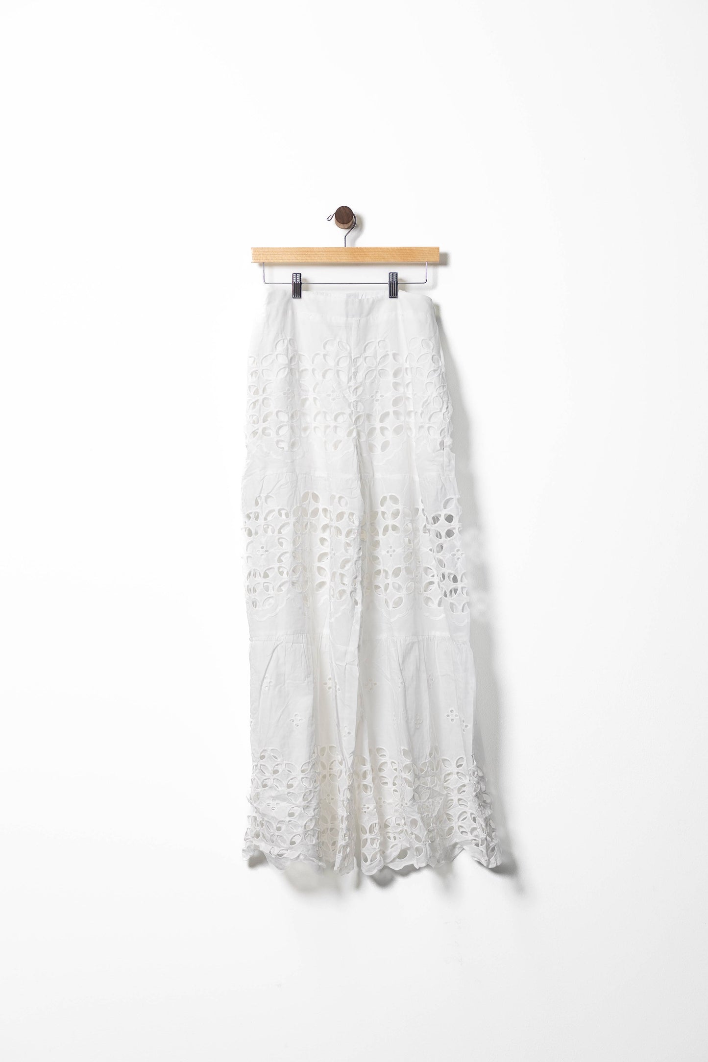 Embroidered Eyelet - Wide-Leg Pants