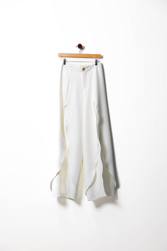 Wave-Layered Wide Leg Trousers