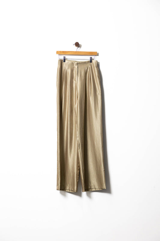 High-Waist Satin Wide-Leg Trousers