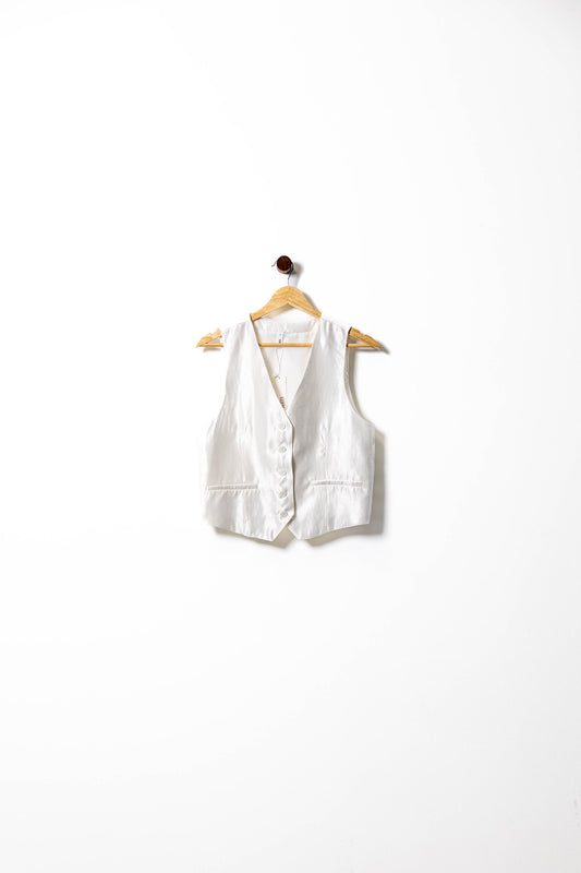 Tailored Satin Button-Up Vest