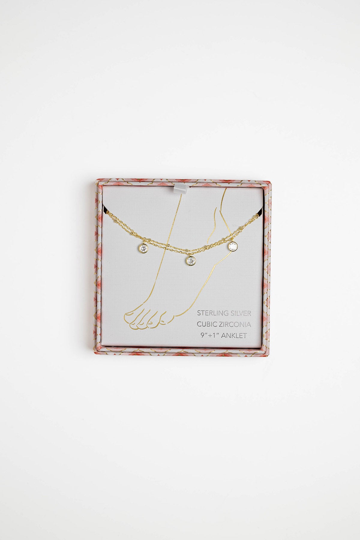 Golden Sterling Silver Anklet with CZ Charms