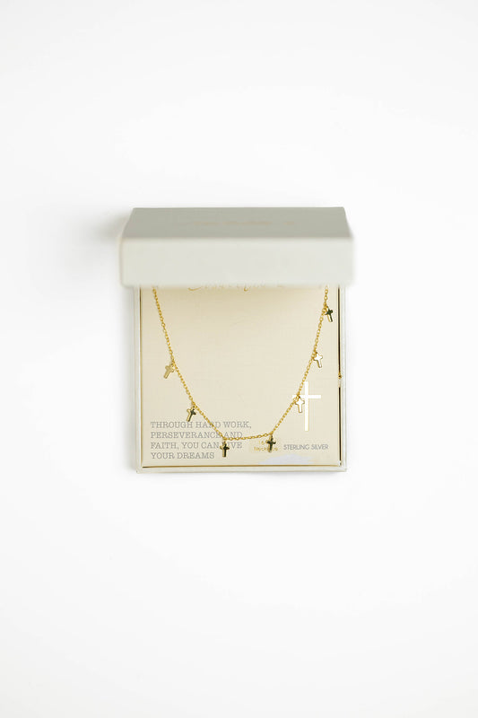 Faithful Path Dainty Cross Charm Necklace