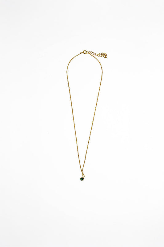 Mini Star Emerald Charm Necklace
