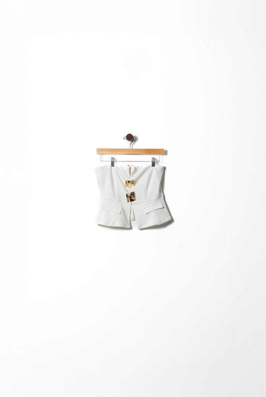 Sculpted Elegance Strapless Top with Gold Accents