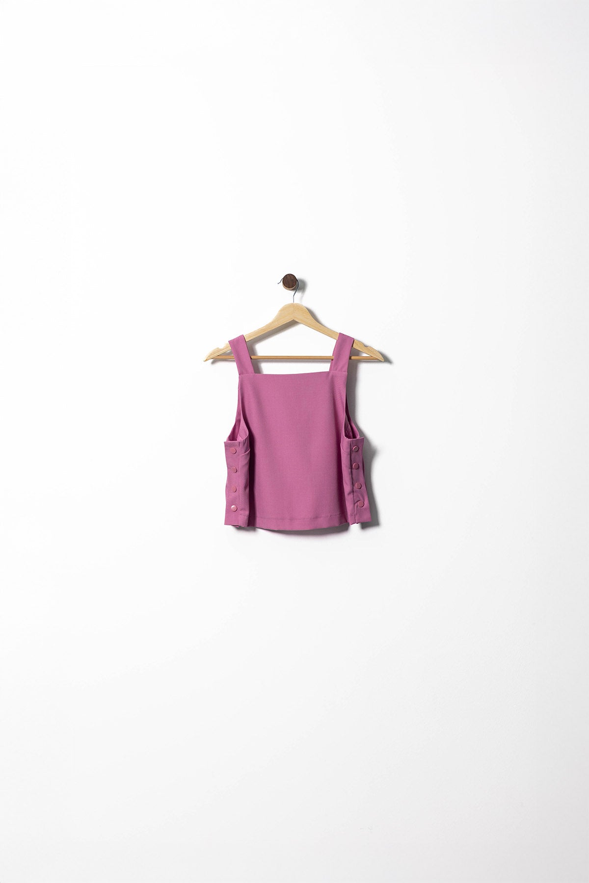 Side Button Square-Neck Sleeveless Top