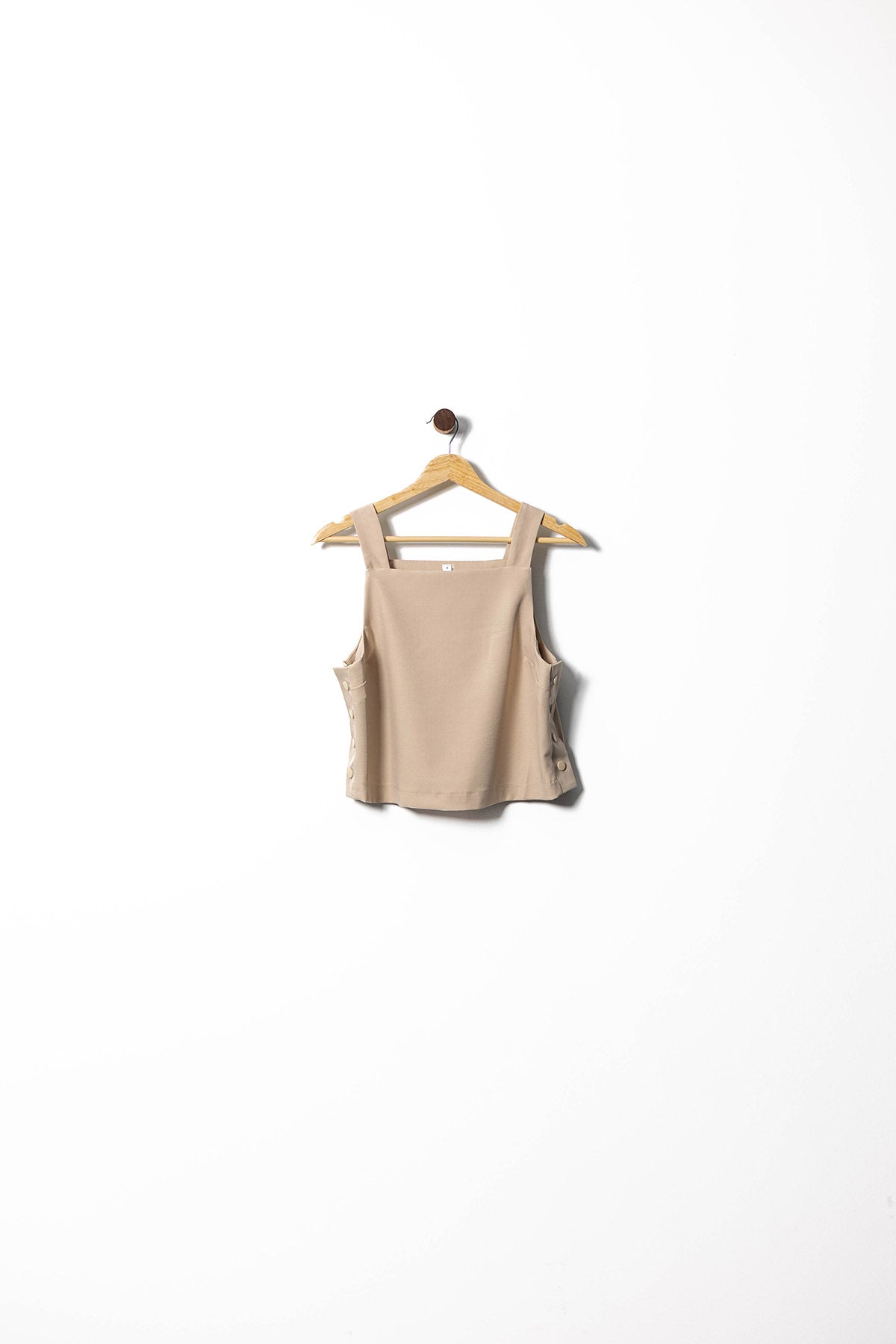 Side Button Square-Neck Sleeveless Top