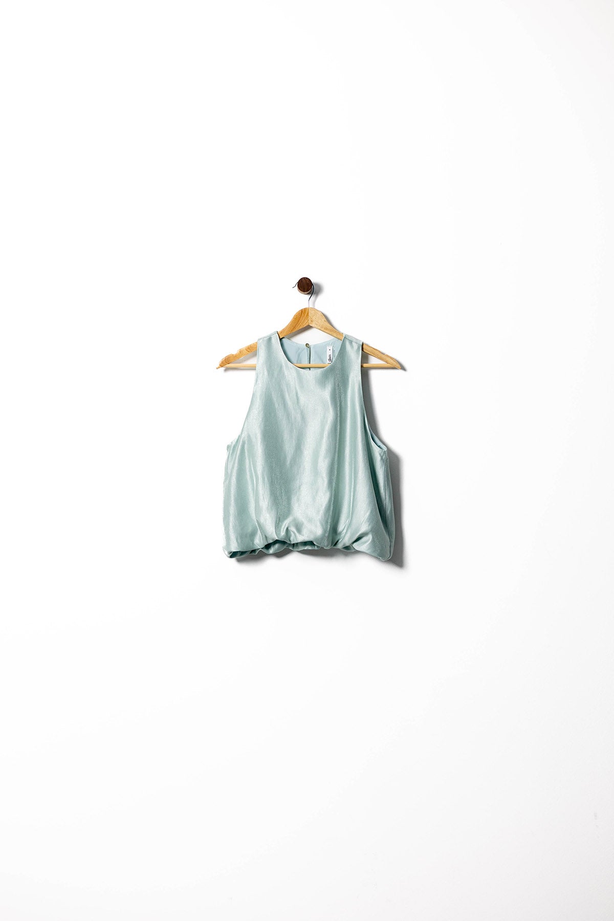 Satin Drop-Hem Sleeveless Blouse
