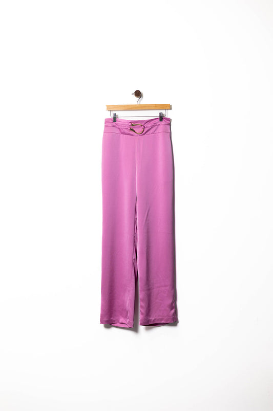 Silky Cowl Belted Wide-Leg Pant