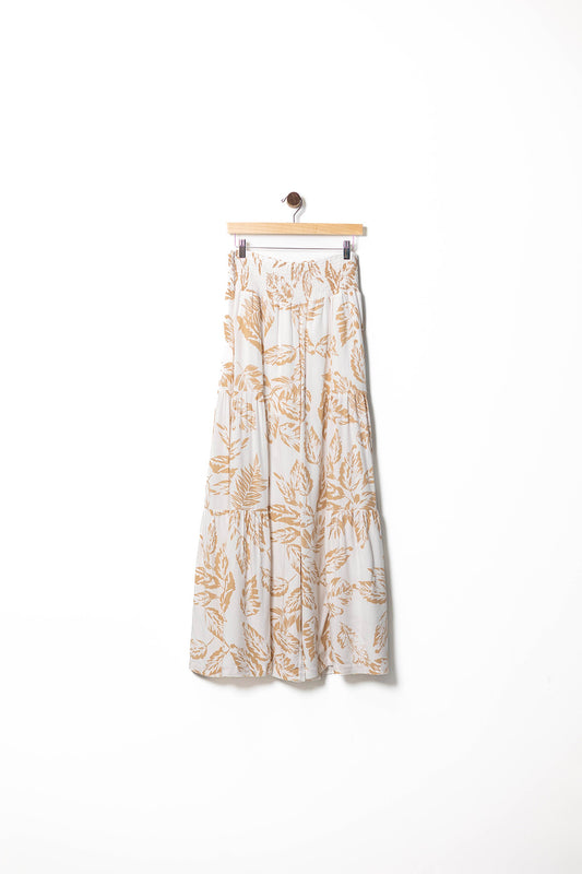 Flowy Tropical Print Wide-Leg Pants