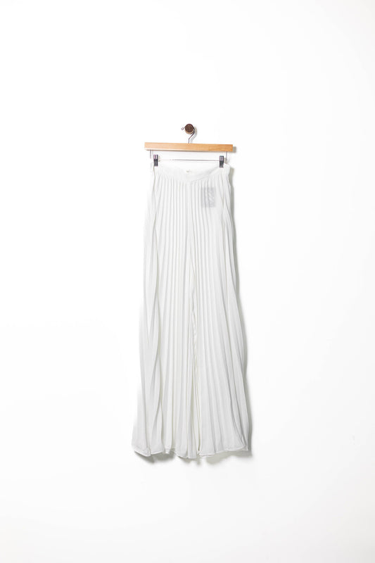 White Flow Pleated Palazzo Pants