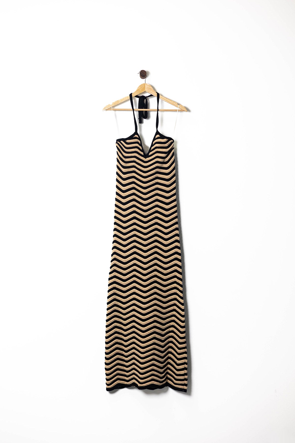 Chevron Knitted Halter Maxi Dress