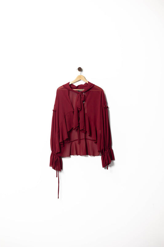 Romantic Layers Tie-Neck Blouse