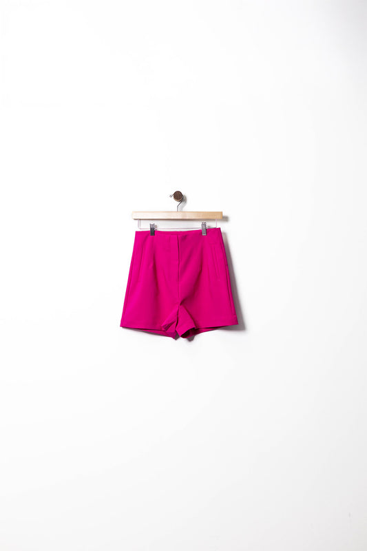 High-Waisted Tailored Hot Pink Shorts