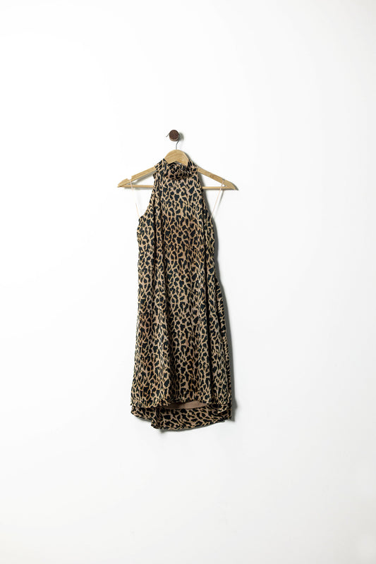Animal Print High-Neck Dress