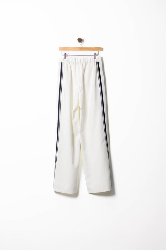 White Wide-Leg Pants with Side Stripes