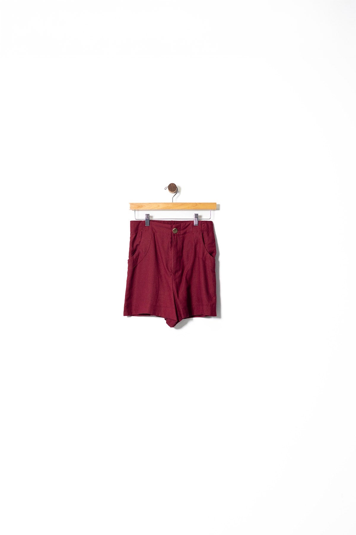 Burgundy Knit Vest Top & Linen Shorts