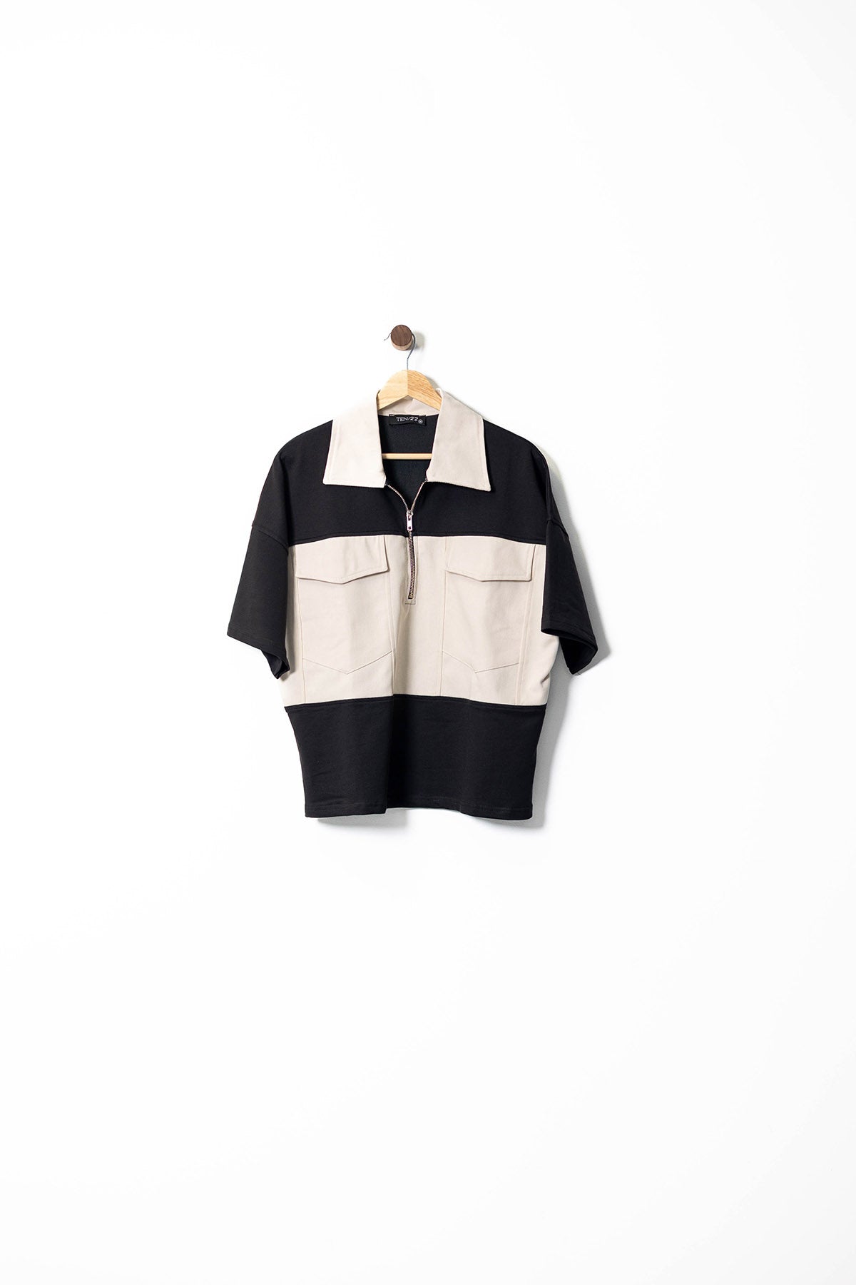 Two-Tone Zip Polo & Wide-Leg Track Pants Set