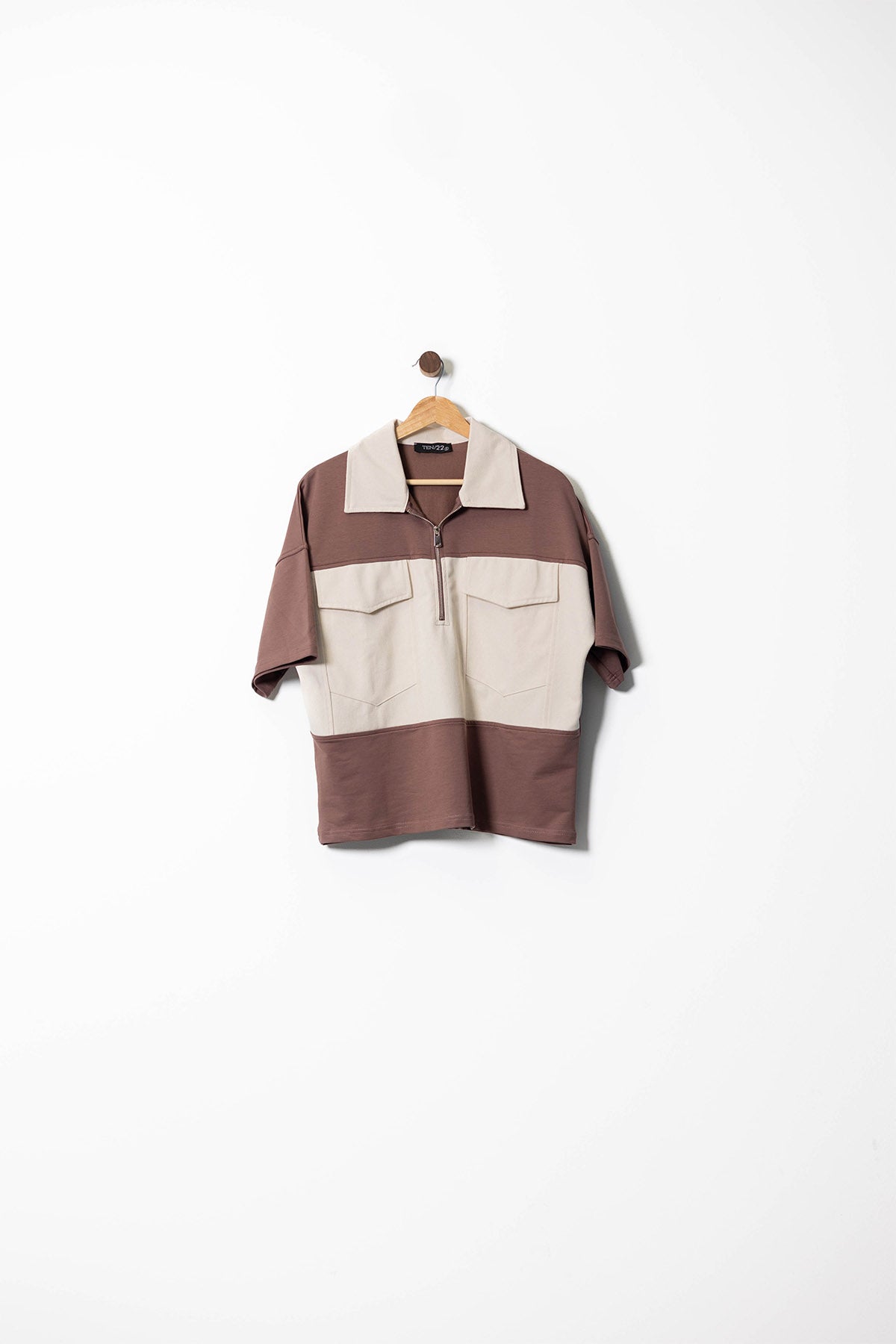 Two-Tone Zip Polo & Wide-Leg Track Pants Set