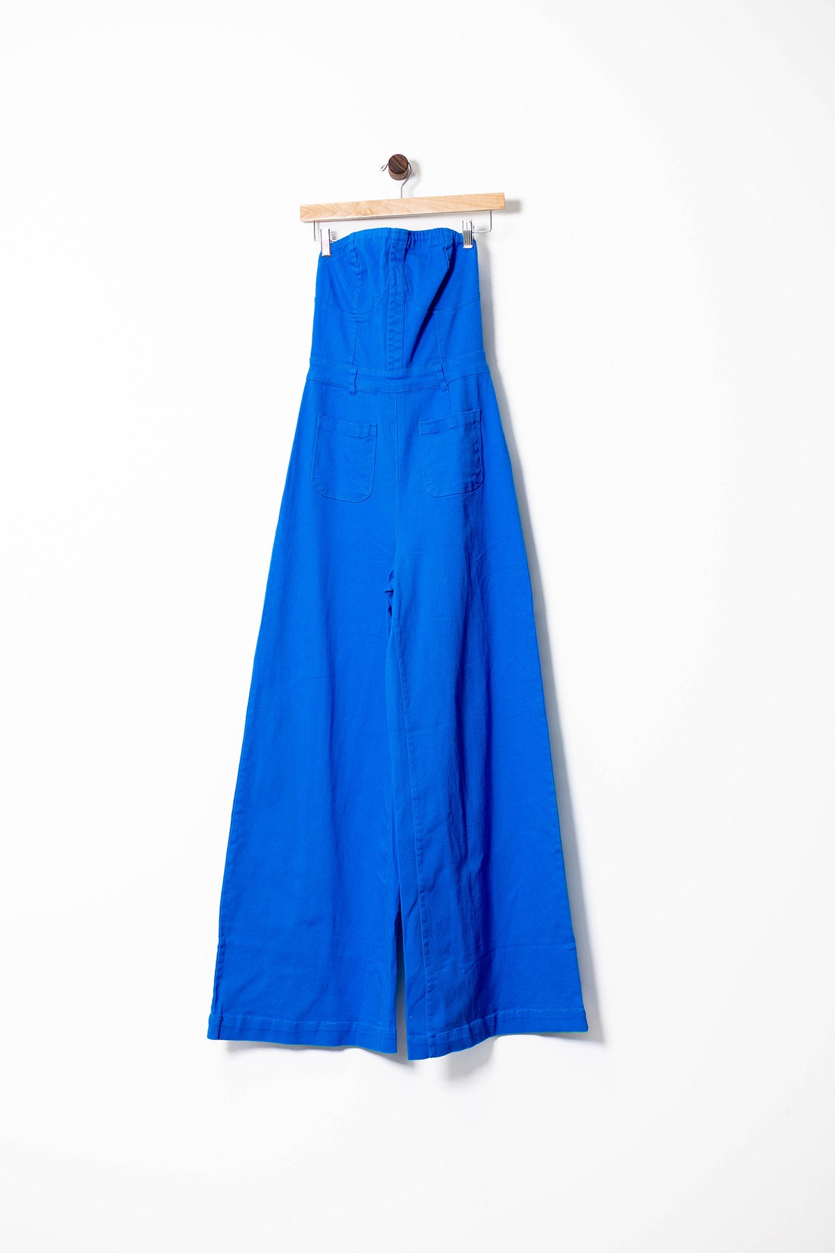 Strapless Wide-Leg Jumpsuit with Front Pockets
