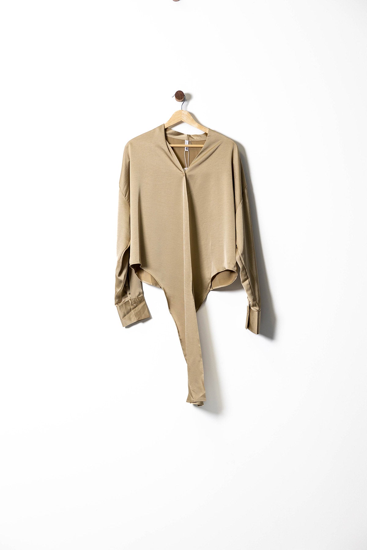 Satin Blouse with Cuffed Sleeves