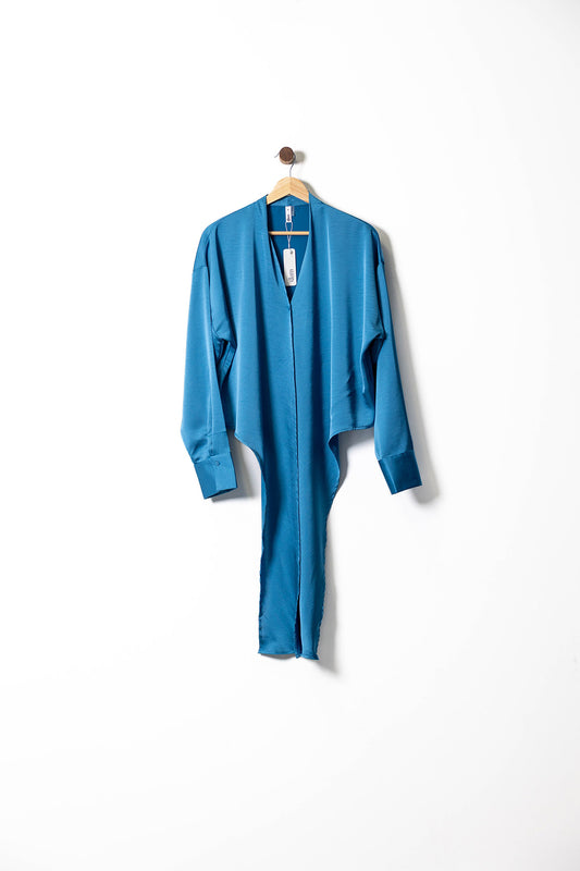 Satin Blouse with Cuffed Sleeves