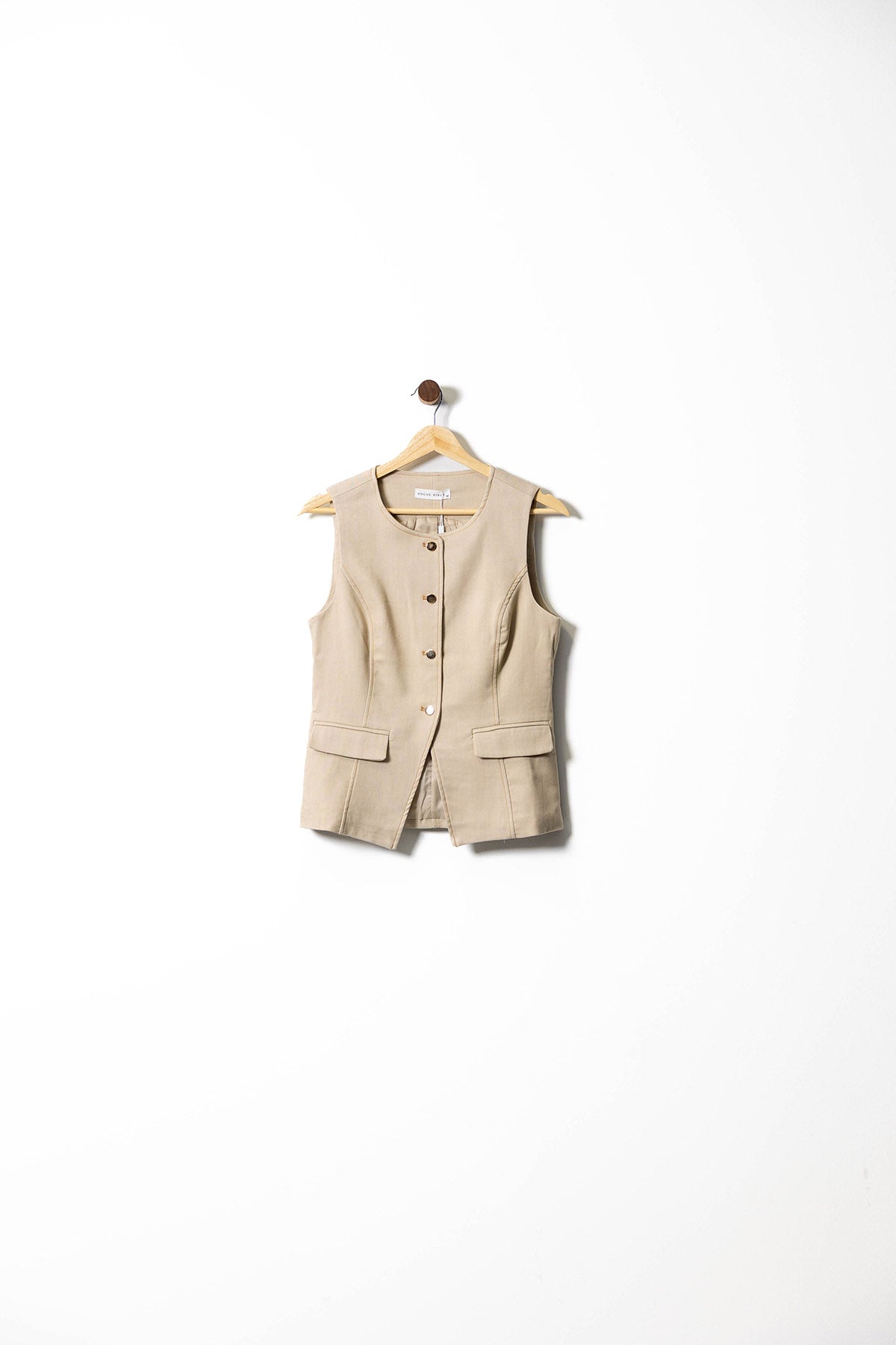 Structured Beige Vest & Shorts Set