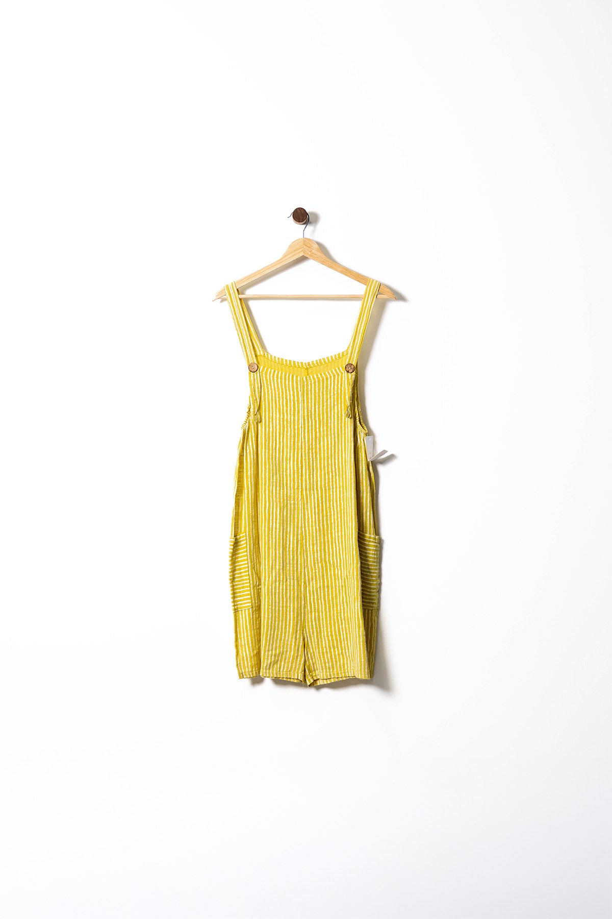 Striped Linen Loose Romper with Pockets