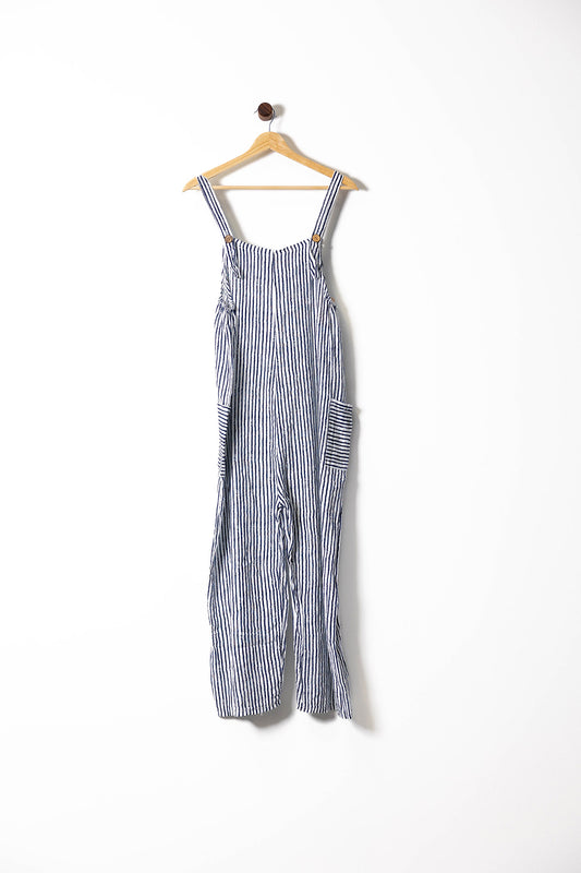 Striped Linen Overalls Jumpsuit