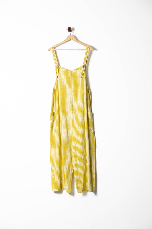 Striped Linen Overalls Jumpsuit