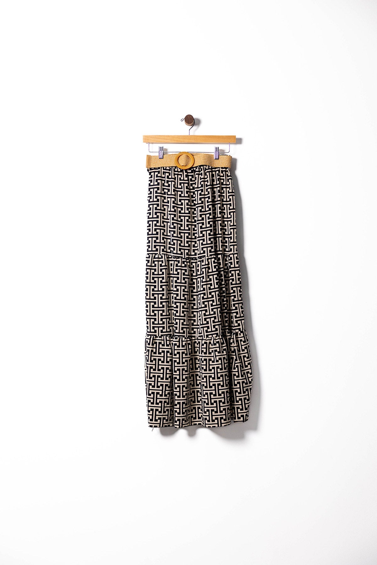 Flowy High-Waisted Maxi Skirts with Belt Detail