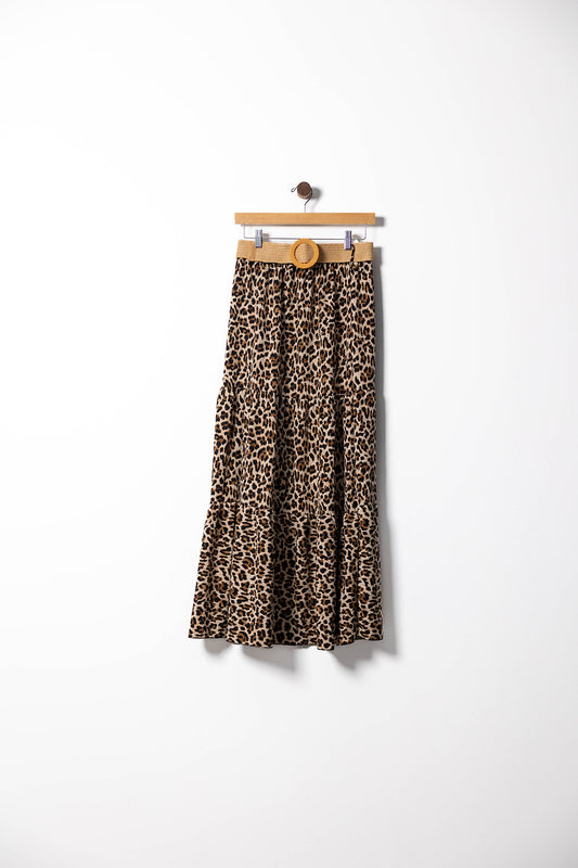Flowy High-Waisted Maxi Skirts with Belt Detail