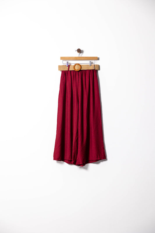 Linen Wide-Leg Pants with Belt