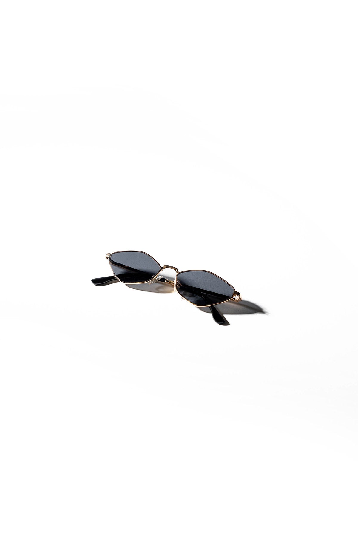 Geometric Gold Frame Sunglasses with Black Lenses