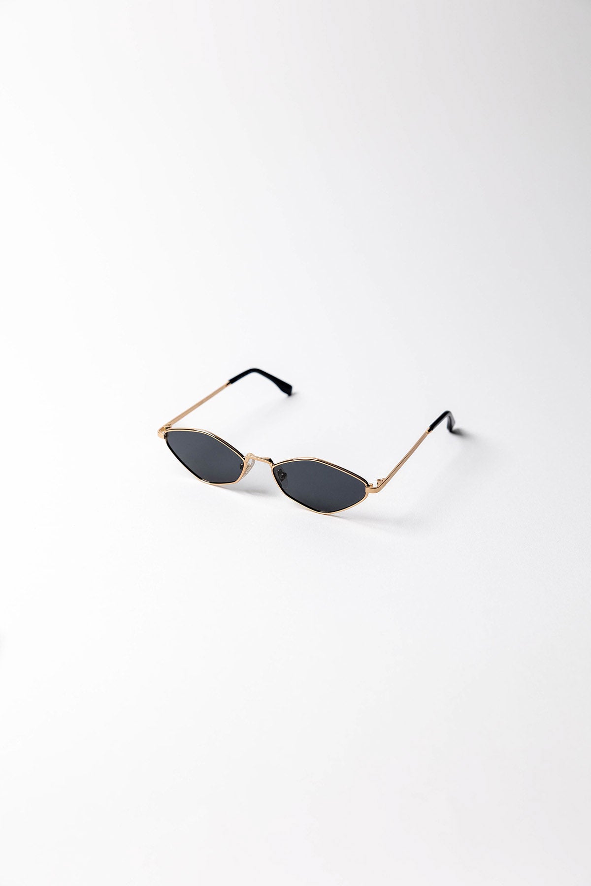 Geometric Gold Frame Sunglasses with Black Lenses