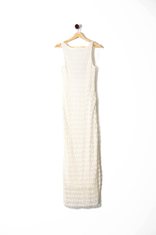 Ivory Sleeveless Crochet Maxi Dress