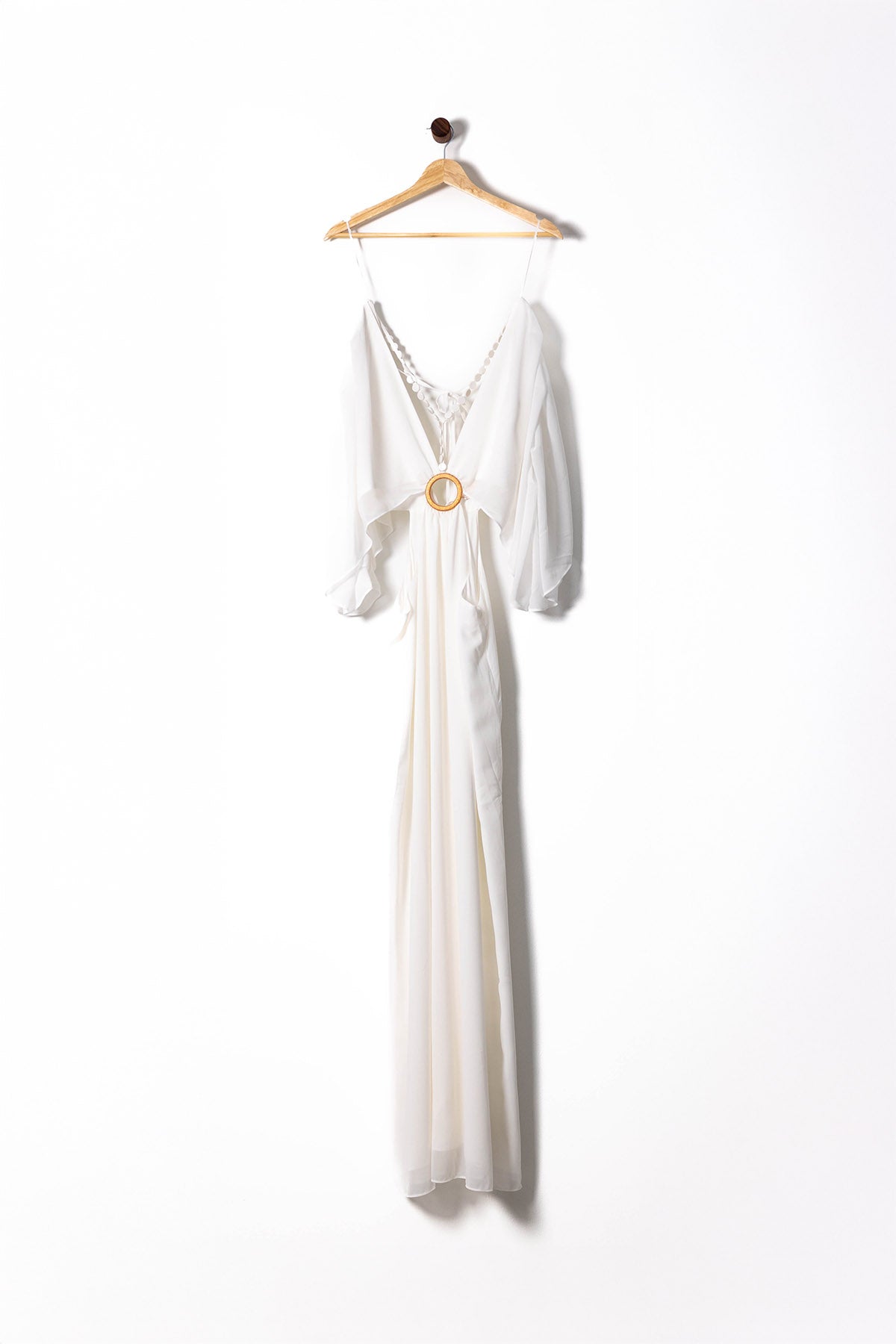 Goddess Flow Maxi Dress with Golden Ring Detail