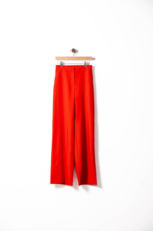 Fire Red Wide-Leg Power Pants