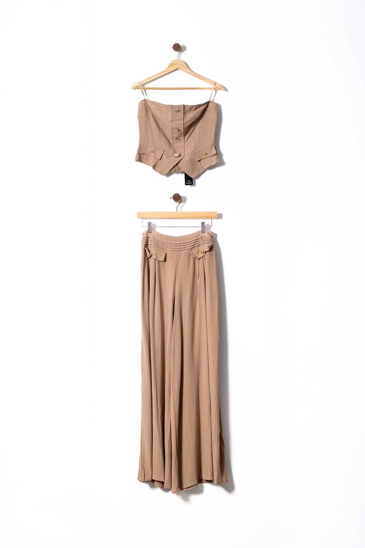 Café Chic Linen Corset & Wide-Leg Pant Set