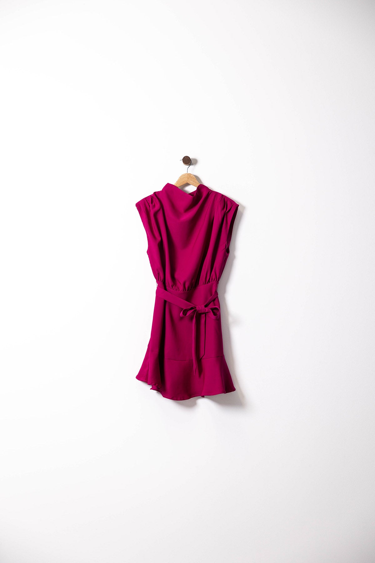 Red Violet Sleeveless Tie-Waist Mini Dress