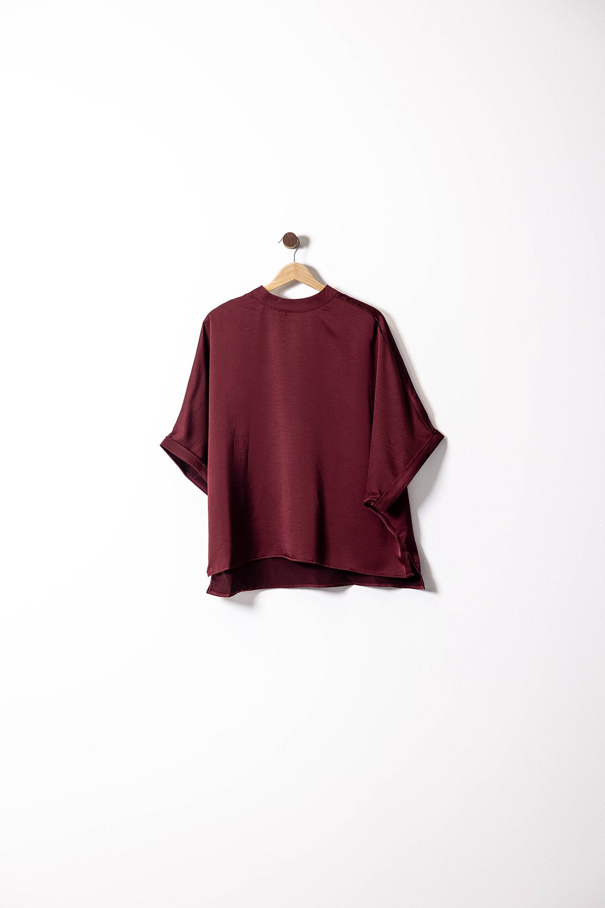 Burgundy Satin Oversized Shirt
