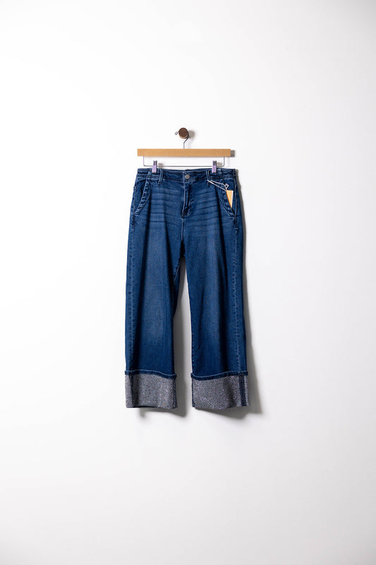 Rhinestone Cosmic Cuff Jeans