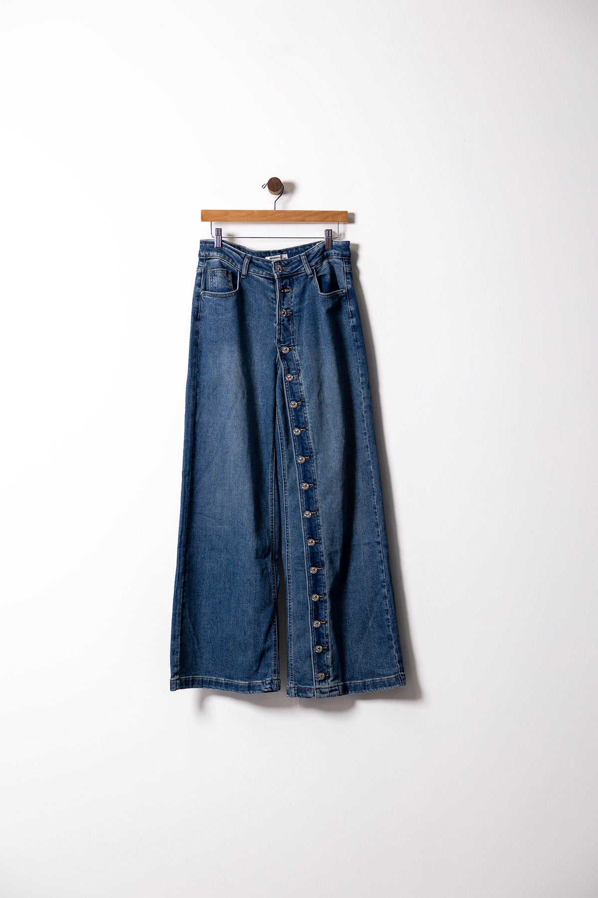 Infinite Button Wide-Leg Jeans
