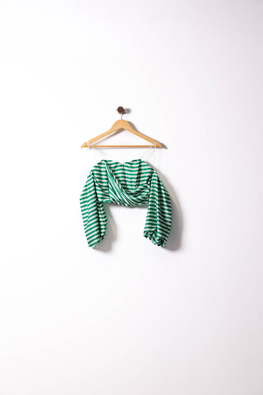 Emerald Stripes Off-Shoulder Top